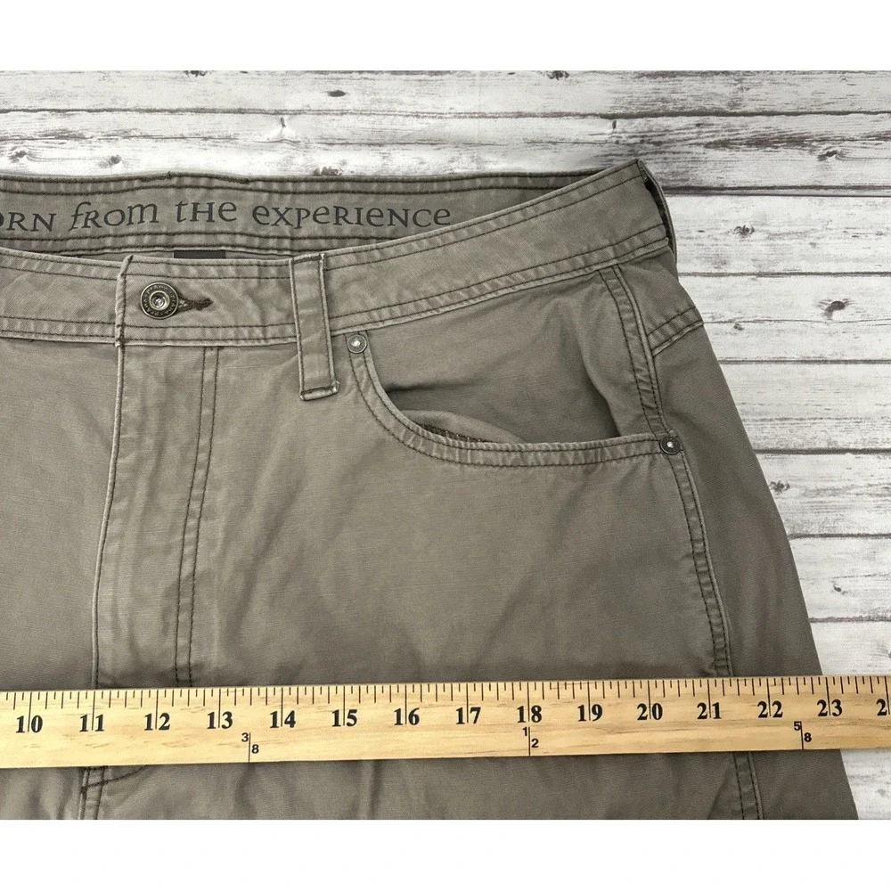 PrAna Pants Men 36x32 Brown Canvas Workwear Straight Leg Utility Hiking Outdoors